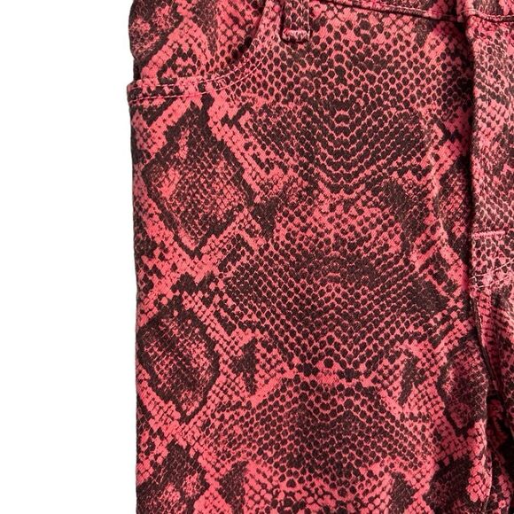 J Brand 620 Mid Rise Super Skinny Neon Pink Boa Print Size 26 - Picture 4 of 12